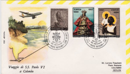 Vaticano-1970 Viaggio Papale Sua Santita' Paolo VI A Colombo Ceylon - Airmail