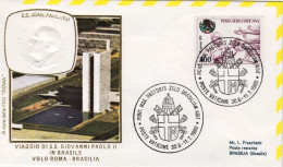 Vaticano-1980 Visita Papale A Brasilia Brasile Di S.S.Giovanni Paolo II - Airmail