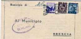 1949-piego Comunale Affrancato 50c.+L.2+L.5 Democratica Annullo Meccanico San Re - 1946-60: Poststempel