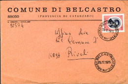1975-L.100 Busoni Isolato Su Busta Del Comune Di Belcastro (Catanzaro) In Perfet - 1971-80: Marcophilia