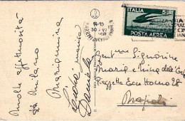 1948-cartolina Milano Castello Sforzesco Affrancata Posta Aerea L.5 Rondini Isol - 1946-60: Poststempel