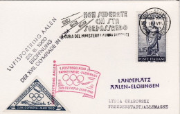 1960-luftsportring Aalen 1.postsegelflug Hahnenweide Elchingen Zum Olympia,annul - Airmail