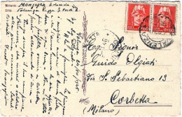 1946-cartolina Illustrata Affrancata Coppia 60c. Arancio Imperiale Senza Fasci - 1946-60: Poststempel