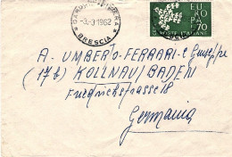 1962-busta Diretta In Germania Affrancata L.70 CEPT Isolato - 1961-70: Poststempel