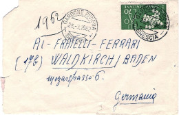 1962-busta Diretta In Germania Affrancata L.70 CEPT Isolato, Mancante Di Un Lemb - 1961-70: Poststempel