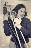 1945-Luogotenenza Cartolina Donna Con Sci Affrancata L.1,20 Monumenti Distrutti  - Frauen