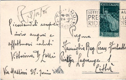 1946-cartolina Augurale Per Citta' Affrancata L.3 Repubbliche Medievali Isolato - 1946-60: Poststempel