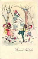 1945-cartolina Buon Natale "Bimbi E Pupazzo Di Neve"affrancata Monumenti Distrut - Other & Unclassified