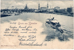 1899-Germania Cartolina Gruss Aus Dresen (piega Orizzontale)viaggiata - Autres & Non Classés