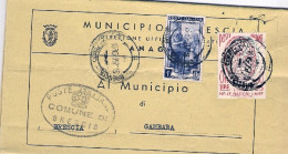 1957-piego Municipale Affrancato Italia Al Lavoro L.1+Onu L.25 - 1946-60: Marcofilie