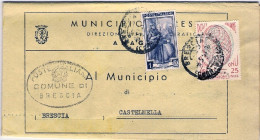 1957-piego Municipale Affrancato Italia Al Lavoro L.1+Onu L.25,rispedizione Da C - 1946-60: Marcofilie