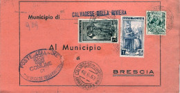 1953-piego Municipale Affrancato Italia Al Lavoro L.1+L.2+Giornata Delle Forze A - 1946-60: Marcofilie