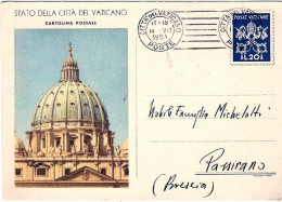 1954-Vaticano Intero Postale L.20 Vedute Cartoncino Spesso Cat.Filagrano Euro 30 - Cartas & Documentos