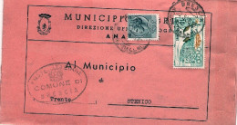 1956-piego Municipale Affrancato Siracusana L.5+VII^giochi Olimpici Invernali L. - 1946-60: Marcofilie