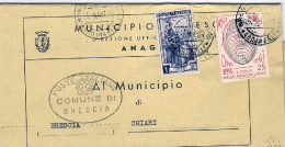 1957-piego Municipale Affrancato Italia Al Lavoro L.1+Onu L.25 - 1946-60: Marcophilia