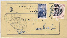 1957-piego Municipale Affrancato Italia Al Lavoro L.1+Onu L.25,rispedizione Da N - 1946-60: Marcofilie