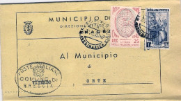 1957-piego Municipale Affrancato Italia Al Lavoro L.1+Onu L.25,rispedizione Da O - 1946-60: Marcofilie