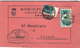 1956-piego Municipale Affrancato Siracusana L.5+VII^giochi Olimpici Invernali L. - 1946-60: Marcofilie