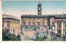 1918-cartolina Roma Campidoglio Affrancata 5c.Leoni Con Annullo Roma Ferrovia-di - Andere & Zonder Classificatie