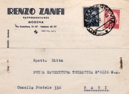 1950-Renzo Zanfi Rappresentanze Modena, Cartolina Viaggiata - 1946-60: Marcophilia