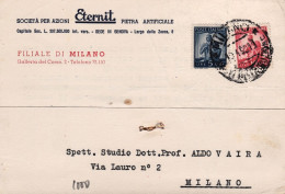 1950-Eternit Pietra Artificiale Filiale Milano, Cartolina Viaggiata - 1946-60: Marcofilie