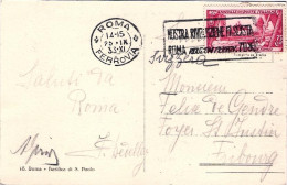 1933-cat.Sassone Euro 25 Cartolina Roma Basilica Di S. Paolo Diretta In Svizzera - Other & Unclassified