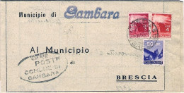 1948-piego Municipale Gambara Brescia Affrancato In Spedizione L.8 Democratica E - 1946-60: Marcophilia