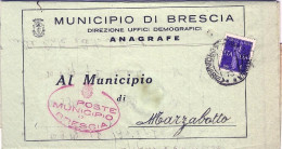 1945-piego Municipale Per Marzabotto Affrancato In Spedizione Con L.1 Democratic - Marcophilie