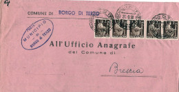 1950-piego Comunale Affrancato Singolo+due Coppie Del L.2 Democratica Annullo Bo - 1946-60: Marcophilia