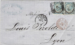 1866-cat.Sassone Euro 80 Piego Diretto In Francia Affr. Coppia 20c.su15c.I Tipo - Storia Postale