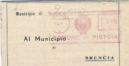 1949-piego Comunale In Partenza Da Brescia Con Affrancatura L.10 Arancio Democra - Macchine Per Obliterare (EMA)