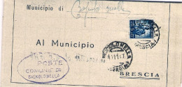 1947-piego Municipale Affrancato L.5 Democratica Annullo Bagnolomella Brescia - 1946-60: Marcophilie