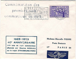 1963-France Francia Con Bollo 40 Anniversario Volo Strasburgo Parigi - Cartas & Documentos