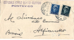 1945-piego Ospedaliero Affrancato 15c.+35c. Imperiale Emissione Di Novara Annull - Poststempel