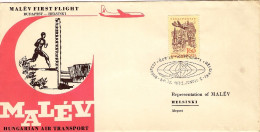 1962-Ungheria Hungary Magyar I^volo Budapest Helsinki Annullo Figurato - Brieven En Documenten