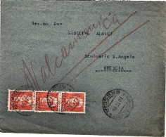 1945-busta Affrancata Striscia 60c.arancio Imperiale Senza Fasci - Marcophilia