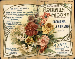 1911-Almanacco Florealla Migone (Linguaggio Dei Fiori) Calendarietto 7x11 Cm. In - Tamaño Pequeño : 1901-20