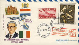 1973-visita Del Presidente Della Repubblica Leone Ad Amsterdam Volo Speciale Da  - Airmail