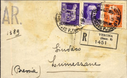 1945-piego Ospedaliero Raccomandato Con Affrancatura Tricolore Compreso Il Raro  - Storia Postale
