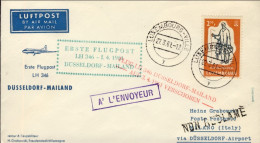 1961-Lussemburgo I^volo Lufthansa LH 346 Dusseldorf Milano Del 3 Aprile (rinviat - Covers & Documents