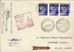 Vaticano-1950 I^volo Postale Con Elicottero Riccione Del 4 Settembre Per La ^ Fi - Aéreo
