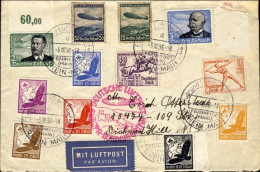 1936-Germania Lettera Zeppelin Flugpost Luftschiffen Rhein Main Frankfurt Europa - Covers & Documents