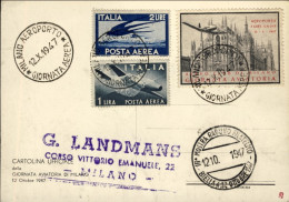 1947-cartolina Aereo Club Di Milano Giornata Aviatoria Aeroporto Forlanini Affr. - 1946-60: Marcophilie