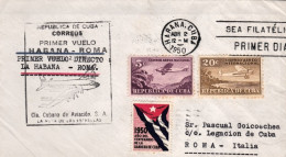 1950-Cuba (cat.Pellegrini N.357 Euro 250) Primer Vuelo Directo La Habana Roma La - Altri & Non Classificati