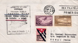 1950-Cuba (cat.Pellegrini N.357 Euro 250) Primer Vuelo Directo La Habana Roma La - Andere & Zonder Classificatie