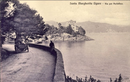 1908-Santa Margherita Ligure Via Per Portofino, Viaggiata Diretta In Belgio - Genova (Genoa)