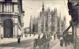 1907-Milano Piazza Duomo Carrozza In Primo Piano, Viaggiata Diretta In Belgio - Milano (Mailand)