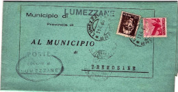 1946-piego Municipale Da Lumezzane A Tremosine Brescia Con Affrancatura Anche In - 1946-60: Marcofilie