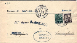 1946-piego Comunale Affrancato 20c.+L.1 Democratica Annullo Di Ospitaletto Bresc - 1946-60: Marcophilie