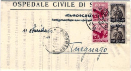 1946-piego Ospedaliero Affrancato Coppia 20c.+80c. Democratica - 1946-60: Marcophilie